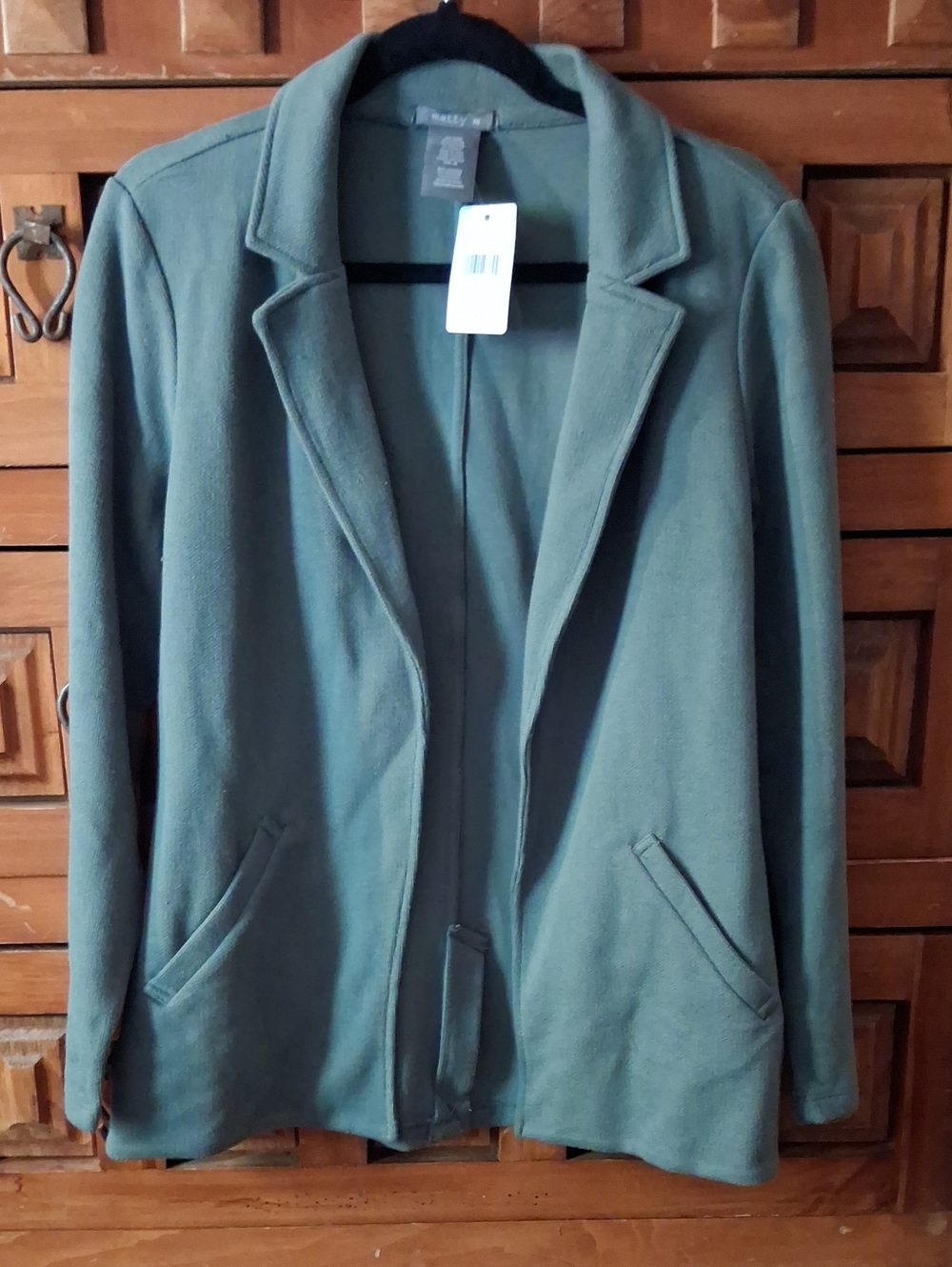 Matty M Olive Green Open-Front Blazer Jacket